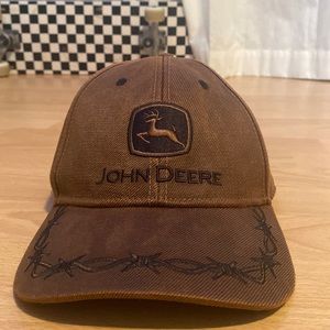 vintage oilskin John Deere hat